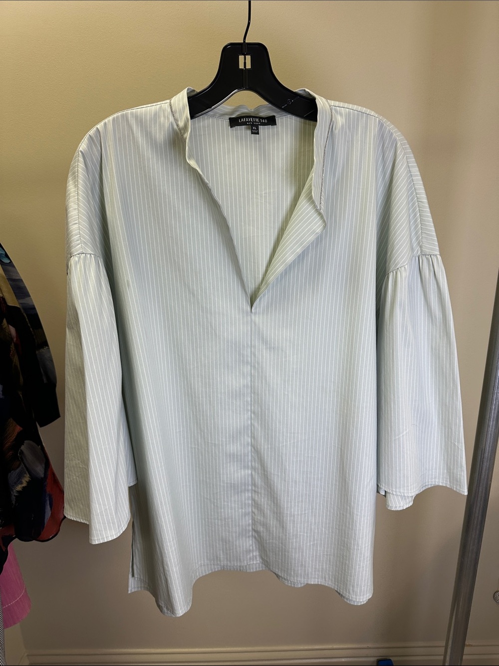 Lafayette 148 New York Pale Mint Pinstripe Relaxed Tunic